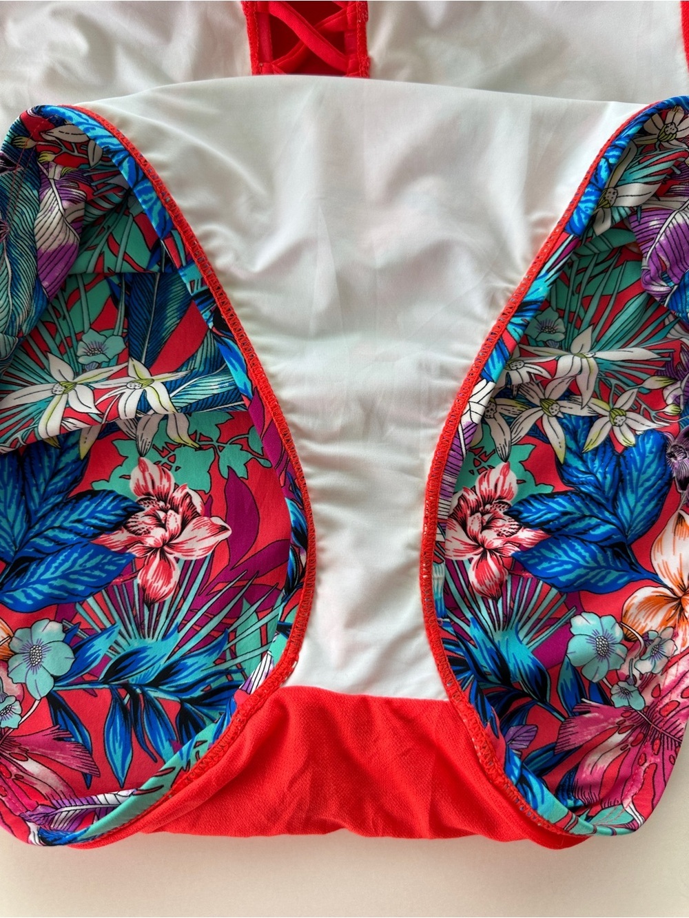 Kenneth Cole Pink & Blue Floral One-Piece Swimsuit with Lattice Front - Picture 10 of 12